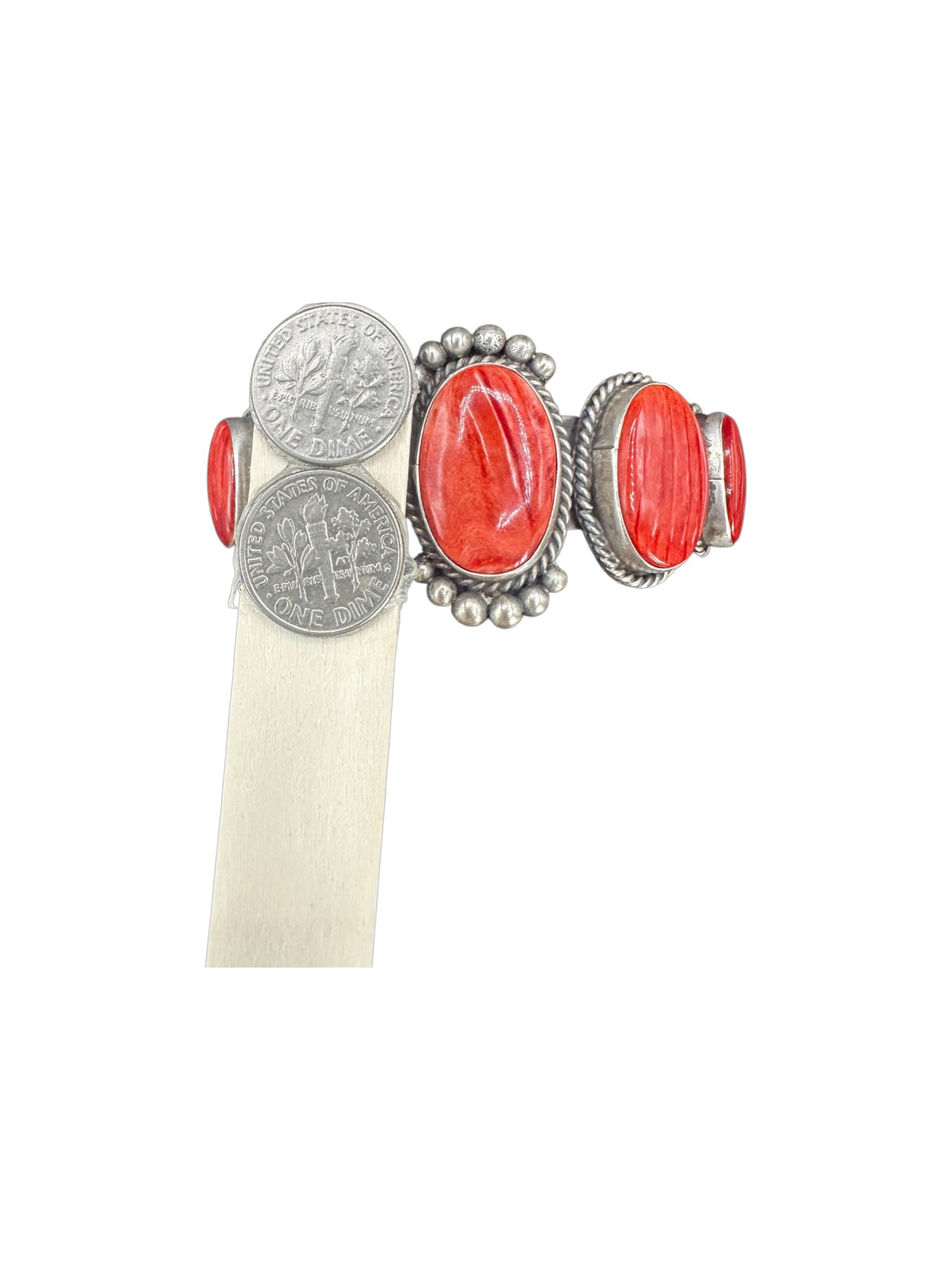 Harrison Yazzie - Spiny Oyster and Sterling Silver Cuff - Handmade Native American
