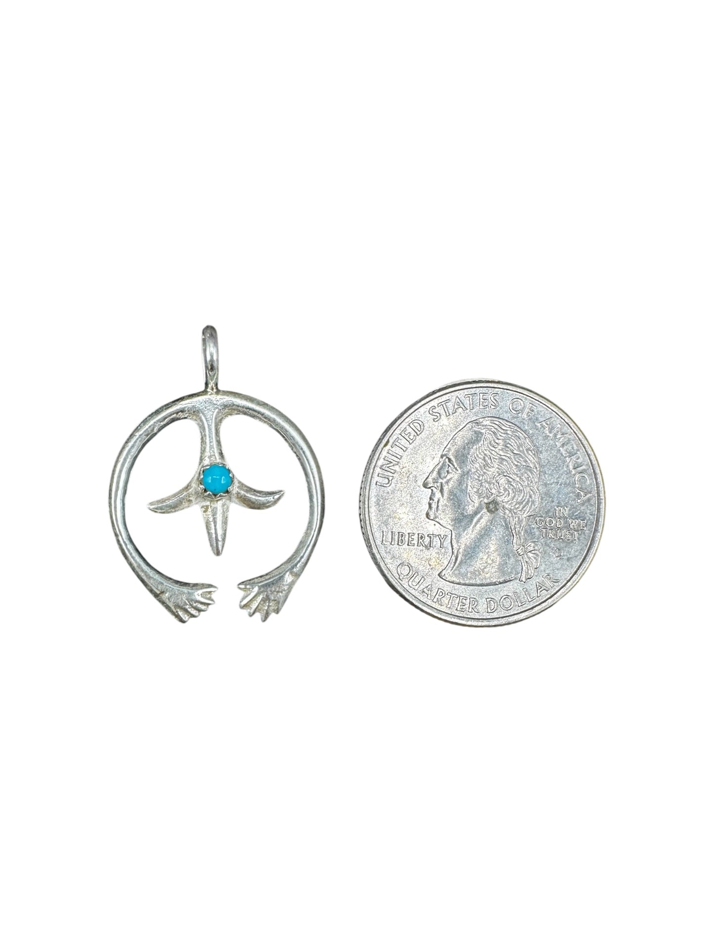 Small Naja Charm - Kingman Turquoise &  Sterling Silver - Handmade Artisan Collection