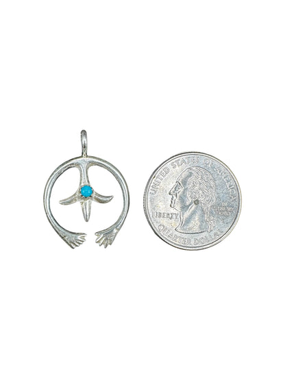 Small Naja Charm - Kingman Turquoise &  Sterling Silver - Handmade Artisan Collection
