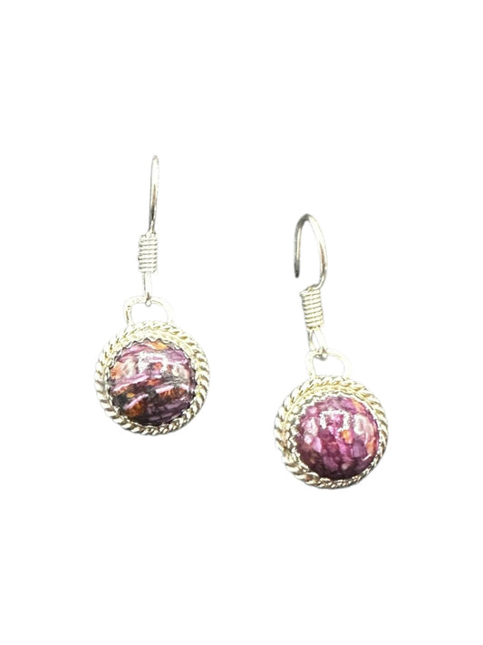 Small Cabochon Hook Earrings - Purple Spiny Oyster - Artisan Collection