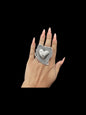 Large Heart Ring Adjustable Ring - Sterling Silver - Handmade Native American by Leander Tahe