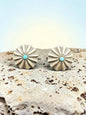 Medium Concho Stud  Earrings - Sterling Silver & Genuine Kingman Turquoise - Handmade Artisan Collection