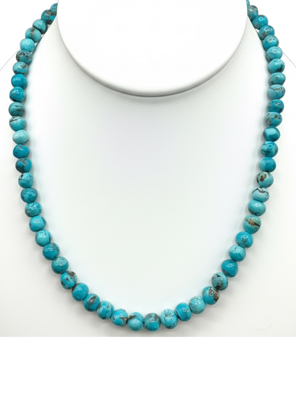 6MM Kingman Blue Turquoise Pearl Necklace -  Hand Strung Artisan Collection