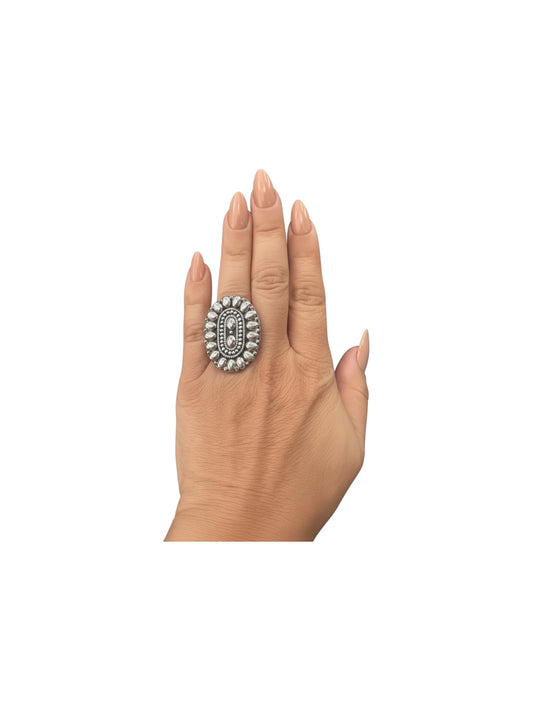Sterling Silver Adjustable Concho Ring - Ready Made