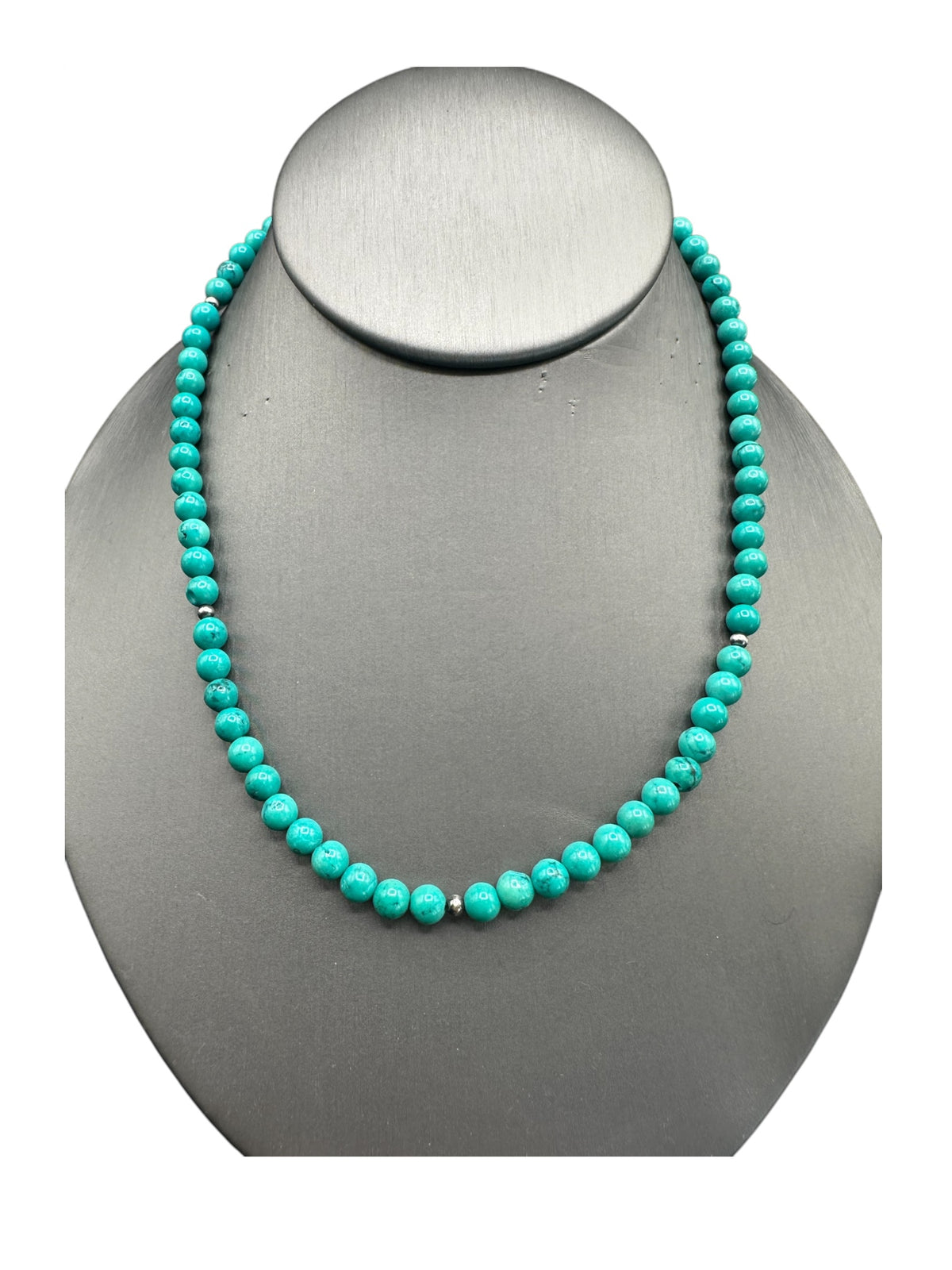 6MM Kingman Teal Turquoise Pearl Necklace -  Hand Strung Artisan Collection