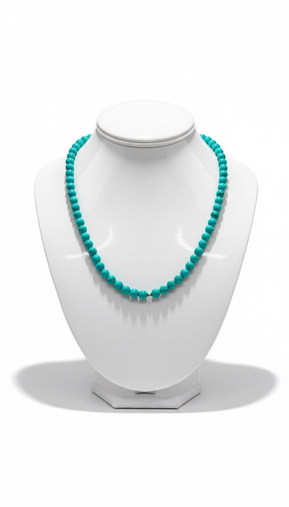 6MM Kingman Teal Turquoise Pearl Necklace -  Hand Strung Artisan Collection