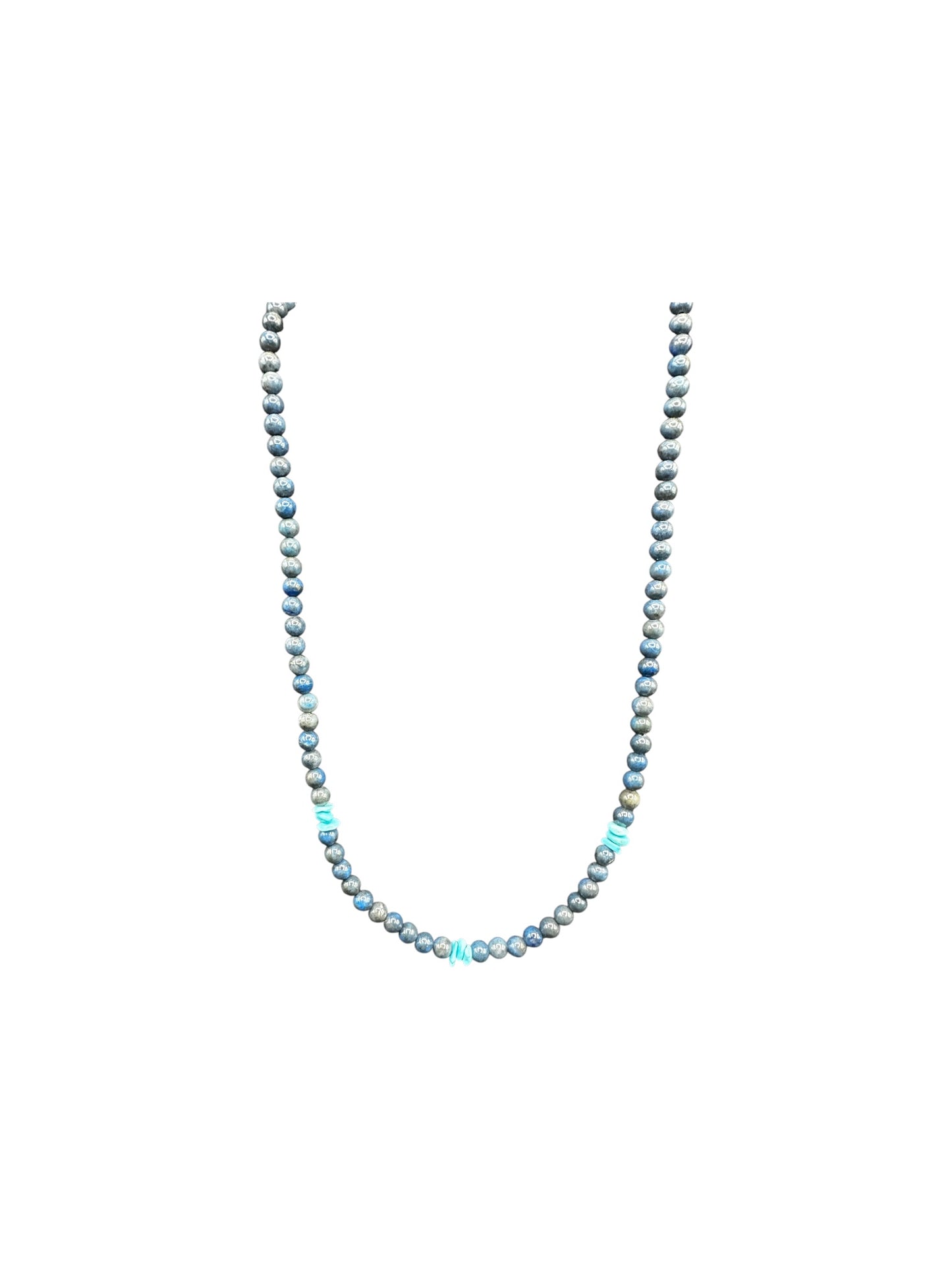 4MM Pearl Necklace - Genuine Lapis with Turquoise Nuggets - Hand Strung Artisan Collection