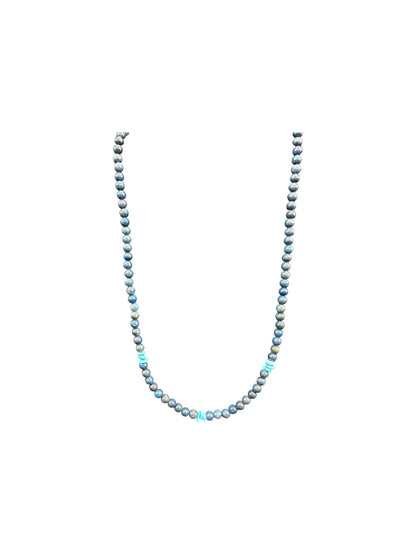 4MM Pearl Necklace - Genuine Lapis with Turquoise Nuggets - Hand Strung Artisan Collection
