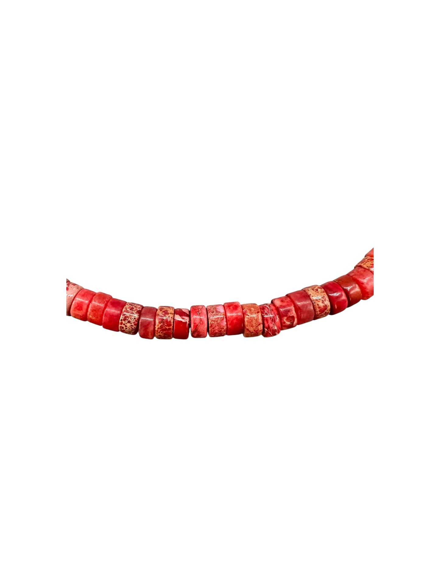Genuine Jasper Red Quartz Heishi Necklace –  Resembles Red Spiny Oyster - Ready Made