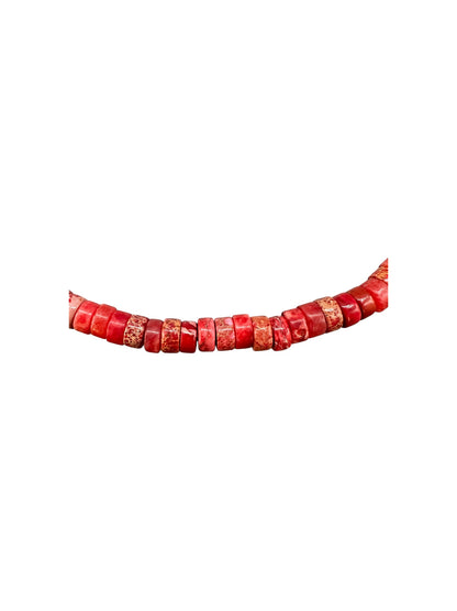 Genuine Jasper Red Quartz Heishi Necklace –  Resembles Red Spiny Oyster - Ready Made