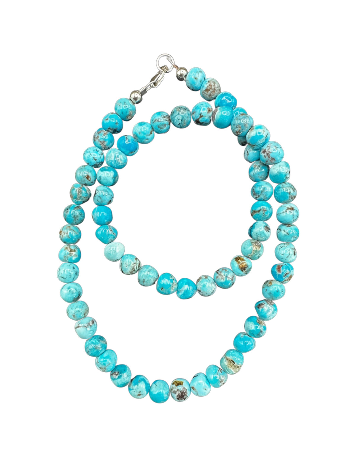 6MM Kingman Blue Turquoise Pearl Necklace -  Hand Strung Artisan Collection